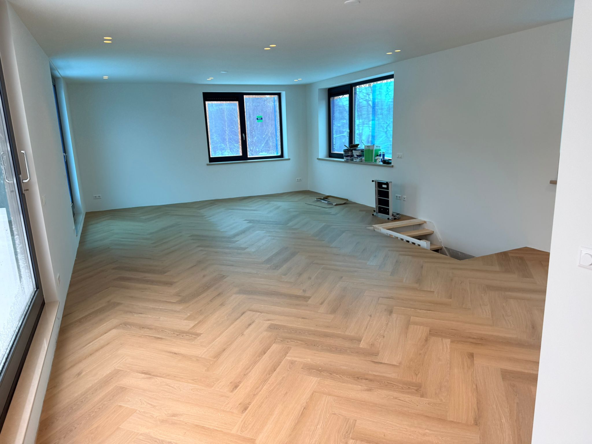 Grote moderne ruimte met visgraat